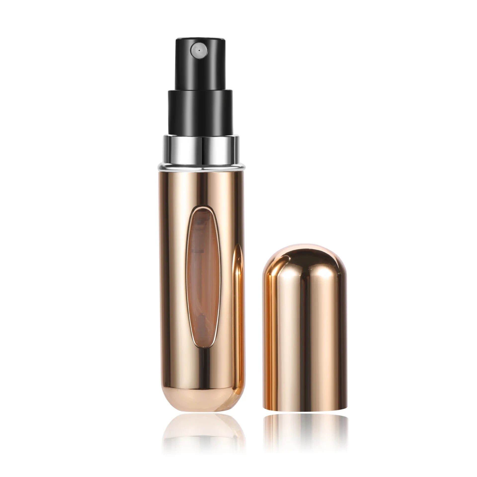 5ml Tragbare Parfüm Nachfüllflasche – Mini Refill Spray Atomizer | Leerer Parfümsprüher für Reisen & Alltag Kaufschwan® Chrom Gold