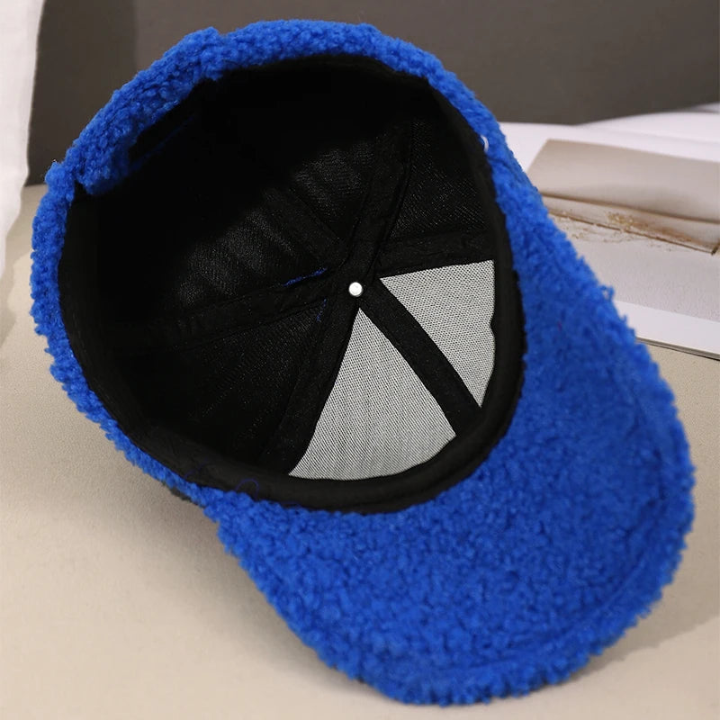 Herbst Winter Baseballkappe | Damen Kappe aus Kunstlammwolle | Warme Plüsch Baseballkappe Kaufschwan®