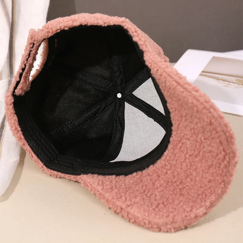 Herbst Winter Baseballkappe | Damen Kappe aus Kunstlammwolle | Warme Plüsch Baseballkappe Kaufschwan®