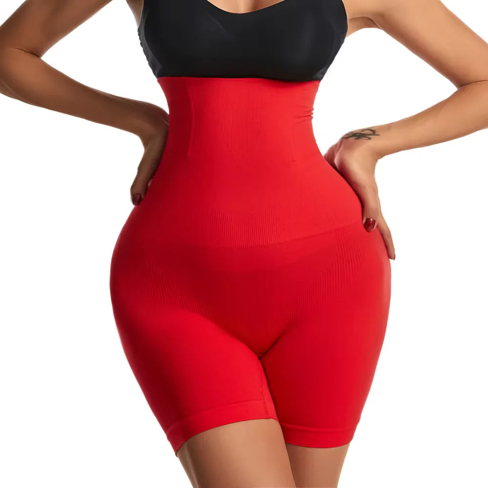Damen High Waist Shaper Boyshorts – Bauchweg Miederhose mit Po-Lifting Effekt, Figurformende Shorts für Alltag & Sport Kaufschwan® Rot XS S