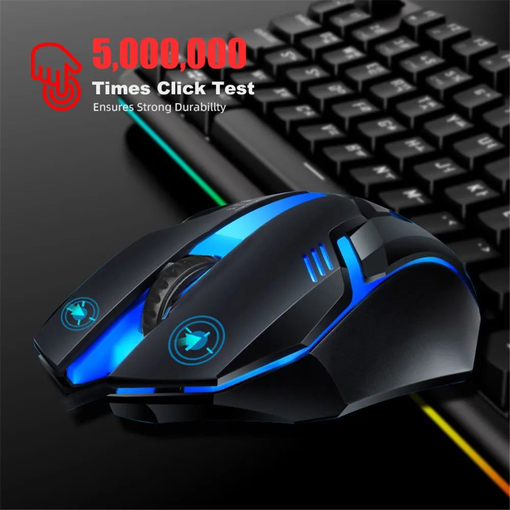 E-Sports USB Kabel Gaming Maus – Bunte LED Optische Maus 5000 DPI | Kabelgebundene Gamer Maus für Desktop, Laptop & PC Kaufschwan®