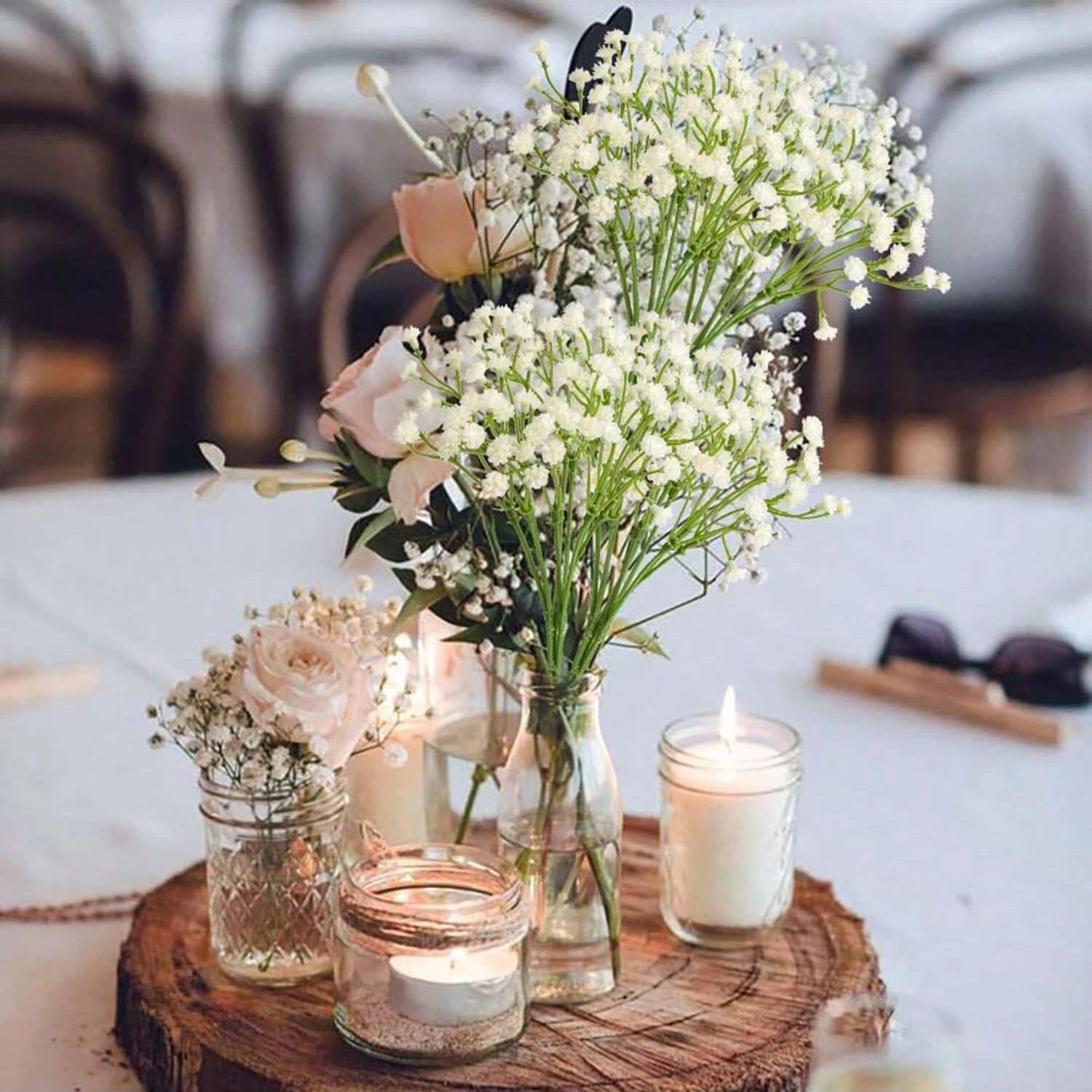 5/12 Stück Künstliches Schleierkraut aus Kunststoff – Kunstblumenstrauß für Hochzeit, Zuhause, Party & Valentinstagsdekoration Kaufschwan®