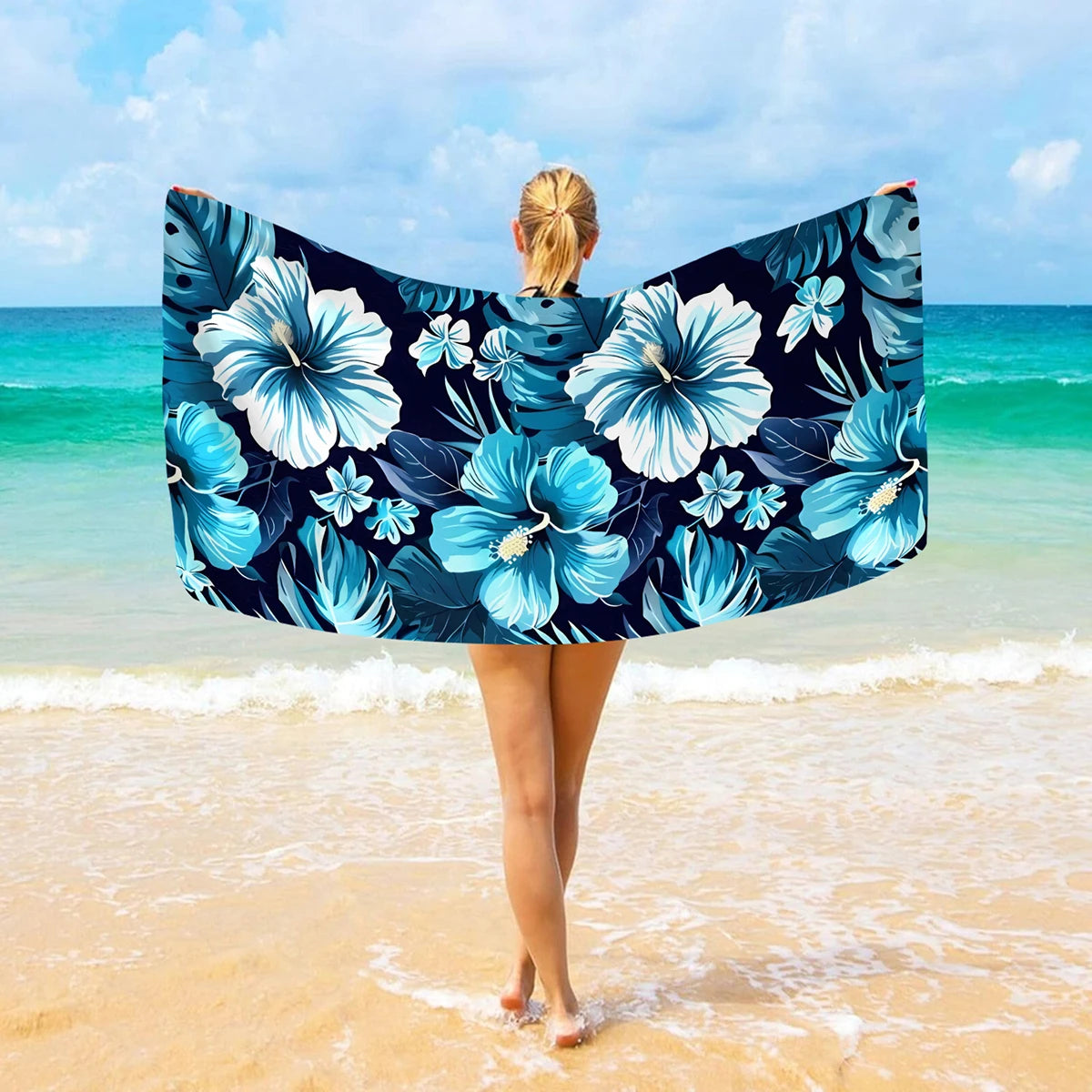 Tropisches Blumen Strandtuch – Schnell Trocknendes & Saugfähiges Mikrofaser Handtuch | Leichtes Reisehandtuch für Sport, Yoga, Schwimmen & Camping Kaufschwan®