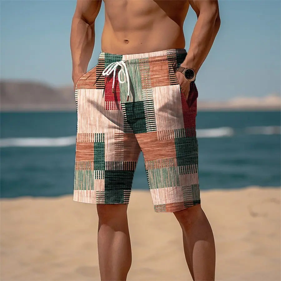 3D Grafik Strandshorts – Unisex Pineapple Print Surfshorts | Sommer Hawaii Badehose für Herren, Damen & Kinder Kaufschwan® Grün-Beige mit Strandmotiv L