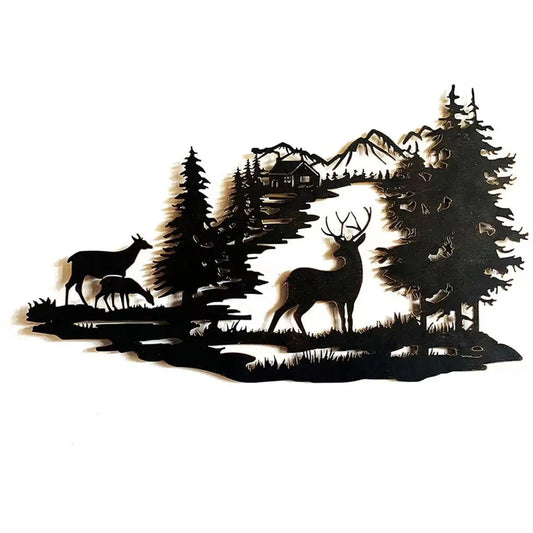 Metall Hirsch Wald Wandbild – Schmiedeeisen Moderne Minimalistische Dekoration Kaufschwan®