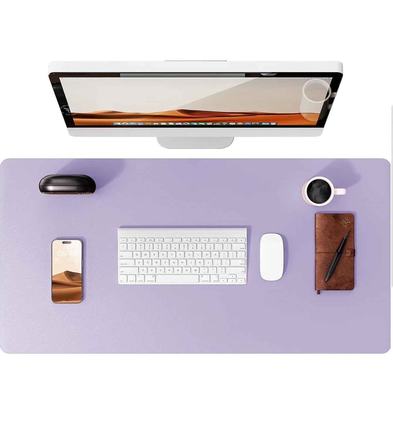Große PU Leder Schreibtischunterlage – Rutschfeste Office Tischmatte und Laptop Schutzauflage Kaufschwan® Hellviolett 60x35 cm