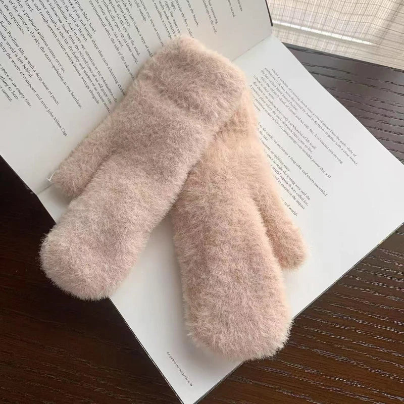 Neue Damen Winterhandschuhe – Verdickte Strickhandschuhe mit Plüschfutter | Kältefeste Vollfinger Handschuhe für Herbst & Winter Kaufschwan®