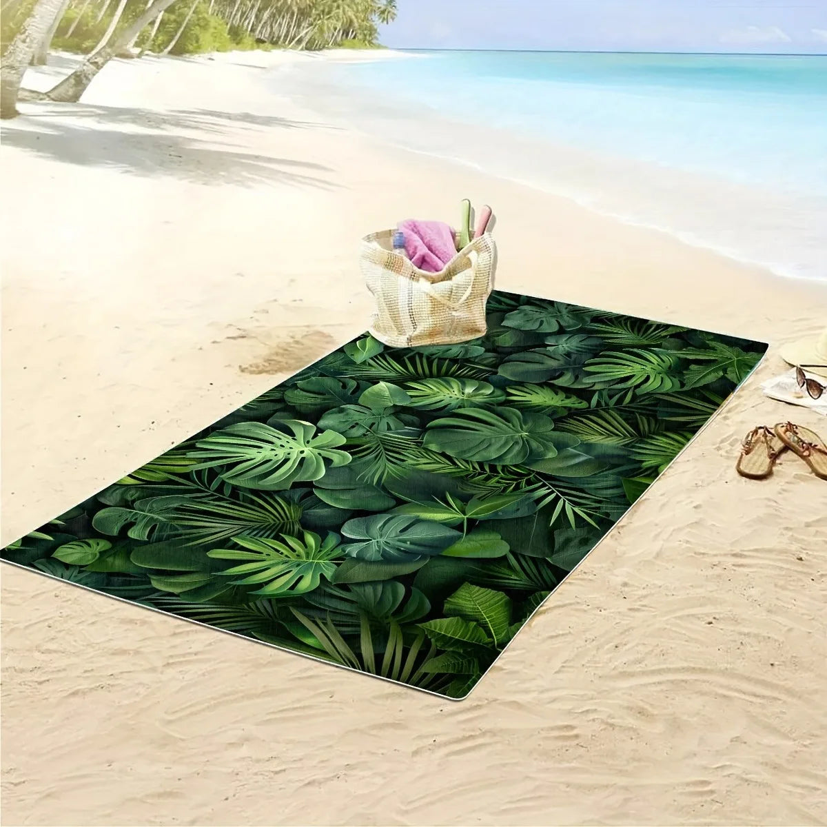 Strandtuch mit Tropischem Blattmuster – Weiches & Saugfähiges Mikrofaser Handtuch | Schnell Trocknend für Strand, Bad & Pool Kaufschwan®