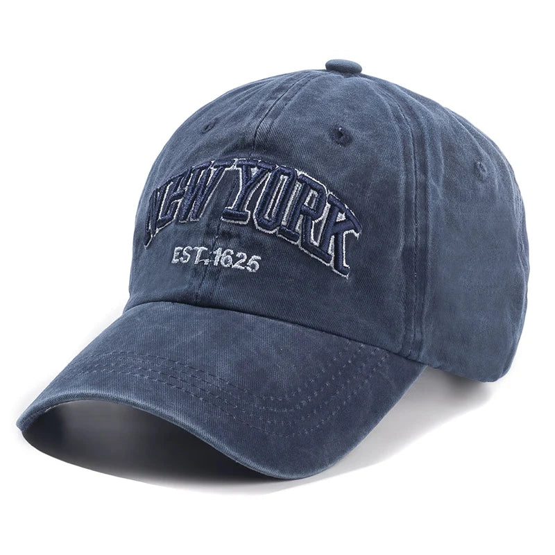 New York Washed Cotton Cap | Herren & Damen Snapback Baseballkappe | Sonnenschutz Baseballcap | Outdoor Baseballcap Kaufschwan® Dunkelblau