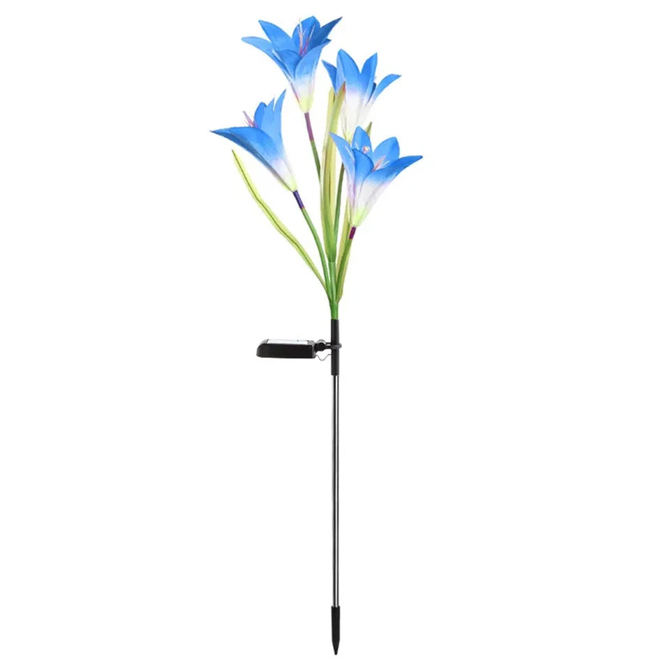 Solar Lilienblumenlampe – 7 Farbwechsel Wasserdichte Solar-Wege- & Landschaftslichter für Garten, Hof & Innenhof Kaufschwan® Blau