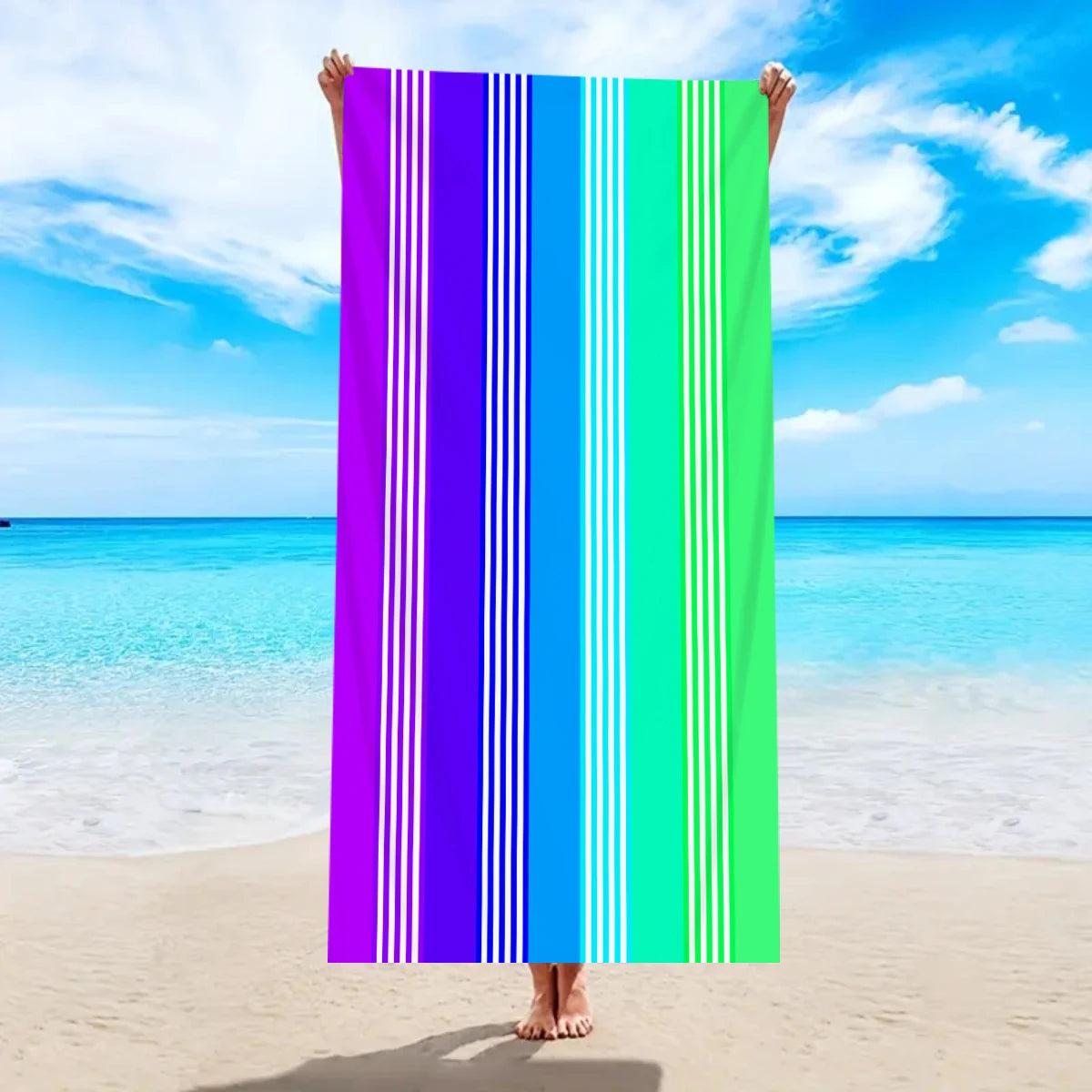 Modisches Großes Gestreiftes Strandtuch – Schnell Trocknend & Saugfähig | Weiches Schwimm- & Badehandtuch in Mehreren Farben Kaufschwan® Design 7 150x75cm