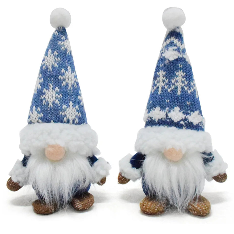 Blauer Weihnachts-Wichtel – Faceless Zwergenpuppe mit Schneeflocken | Rudolf Plüschfigur Weihnachtsdekoration Kaufschwan®