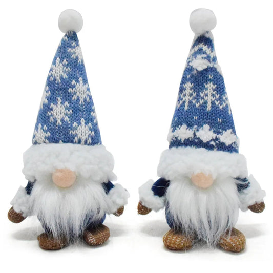 Blauer Weihnachts-Wichtel – Faceless Zwergenpuppe mit Schneeflocken | Rudolf Plüschfigur Weihnachtsdekoration Kaufschwan®
