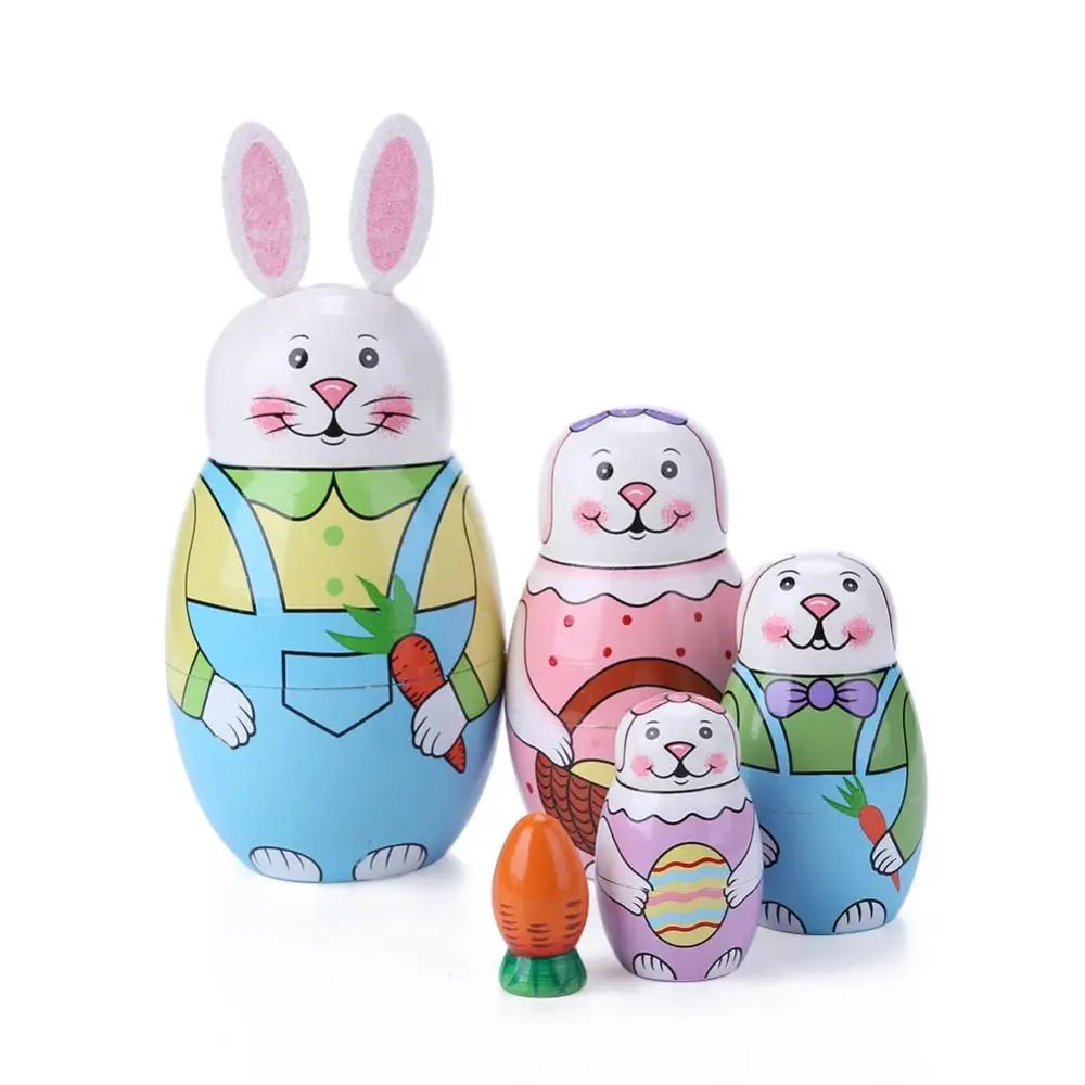 Holz-Matrjoschka – Russische Nestpuppen Set | Dekoration & Spielzeug Geschenk für Kinder Kaufschwan® Hasen