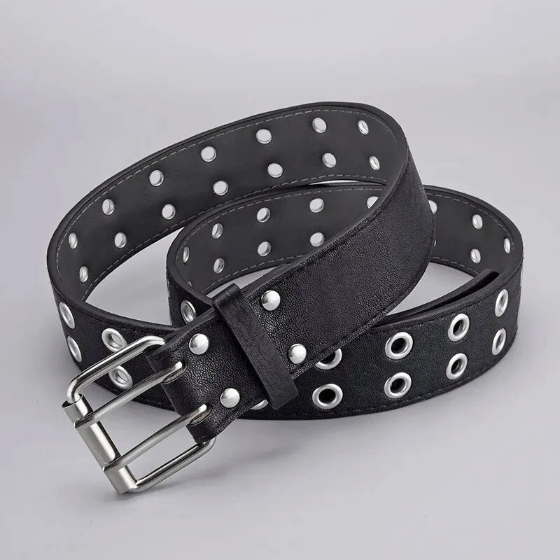 Unisex Doppel-Loch Gürtel – Punk Hip Hop Rock Stil | Trendiger Verstellbarer Gürtel für Männer & Frauen, Subkultur Modeaccessoire Kaufschwan®
