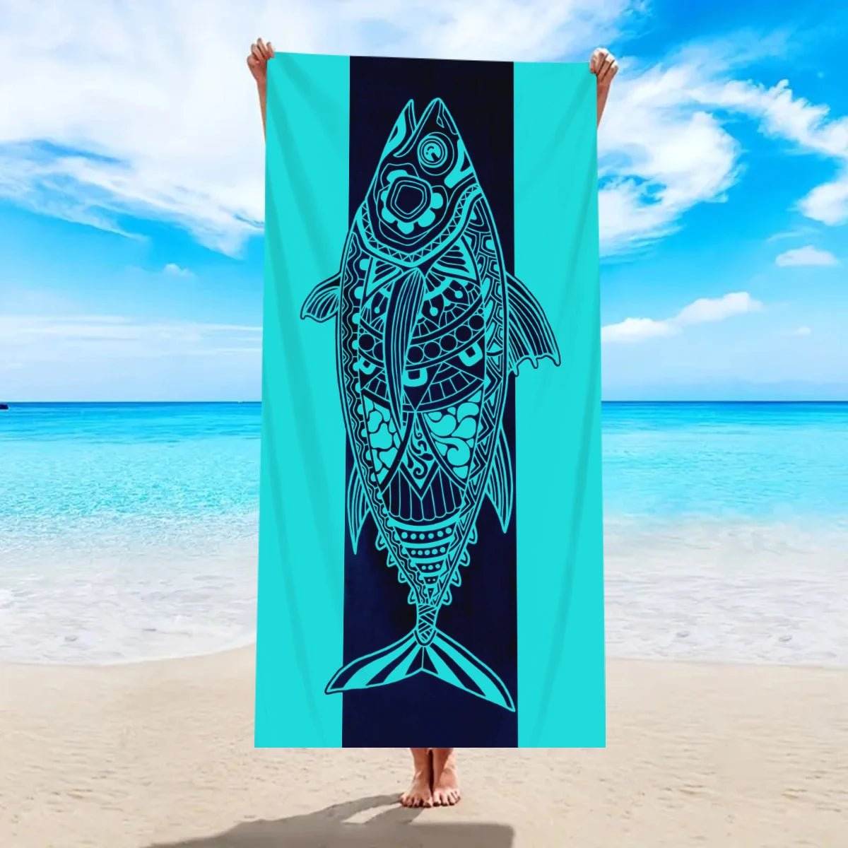 Großes Strandtuch aus Ultrafeiner Mikrofaser – Schnell Trocknend & Saugfähig | Multifunktionales Schwimm- & Reisetuch Kaufschwan® Design 4 150x75cm