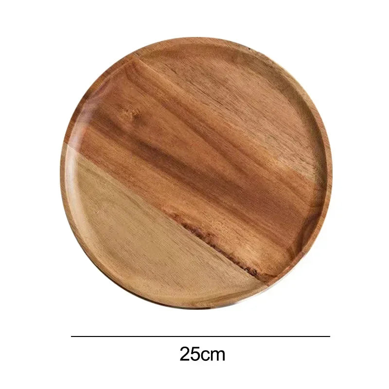 15–25cm Rundes Holztablett aus Naturholz – Snack- & Obstplatte | Kuchen-, Dessert- & Nussschale Tischgeschirr Kaufschwan® 25cm