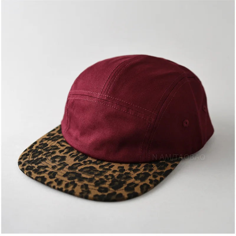 Retro Leopard Print Farbige Baseballkappe | Herren & Damen Modischer Freizeit-Baseballcap | Cool & Trendy Spice Girl Stil Kaufschwan® Rot 56-58cm