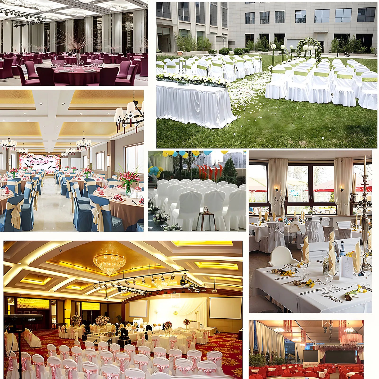 50/100 Stück Weiße Spandex Stuhlbezüge mit Faltenrock – Elegante Sitzschutzbezüge für Hotel, Bankett, Party & Hochzeitsdekoration Kaufschwan®