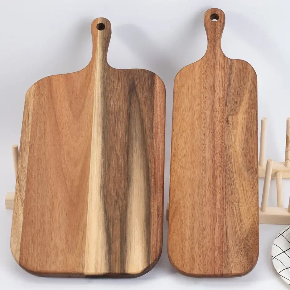 Holz Schneidebrett mit Griff – Küchen Servierbrett für Haushalt | Käse- & Charcuteriebrett für Brot, Obst & Speisen Kaufschwan®