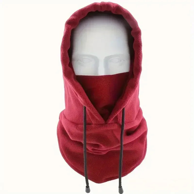 Winter Thermo-Fleece Kapuzenmütze – Winddichte Outdoor Skimaske | Unisex Halswärmer für Damen & Herren beim Radfahren & Wintersport Kaufschwan® Rot