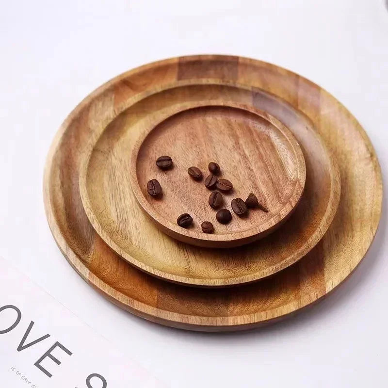 15–25cm Rundes Holztablett aus Naturholz – Snack- & Obstplatte | Kuchen-, Dessert- & Nussschale Tischgeschirr Kaufschwan®