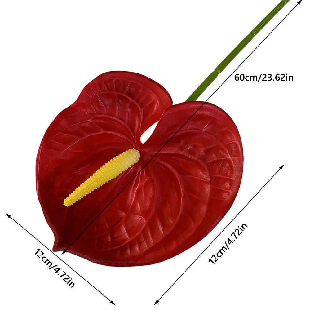 Mehrfarbige Künstliche Kleine Anthurie 60cm – Real-Touch Gummiblume für Zuhause, Fotorequisiten & Tropische Dekoration Kaufschwan®
