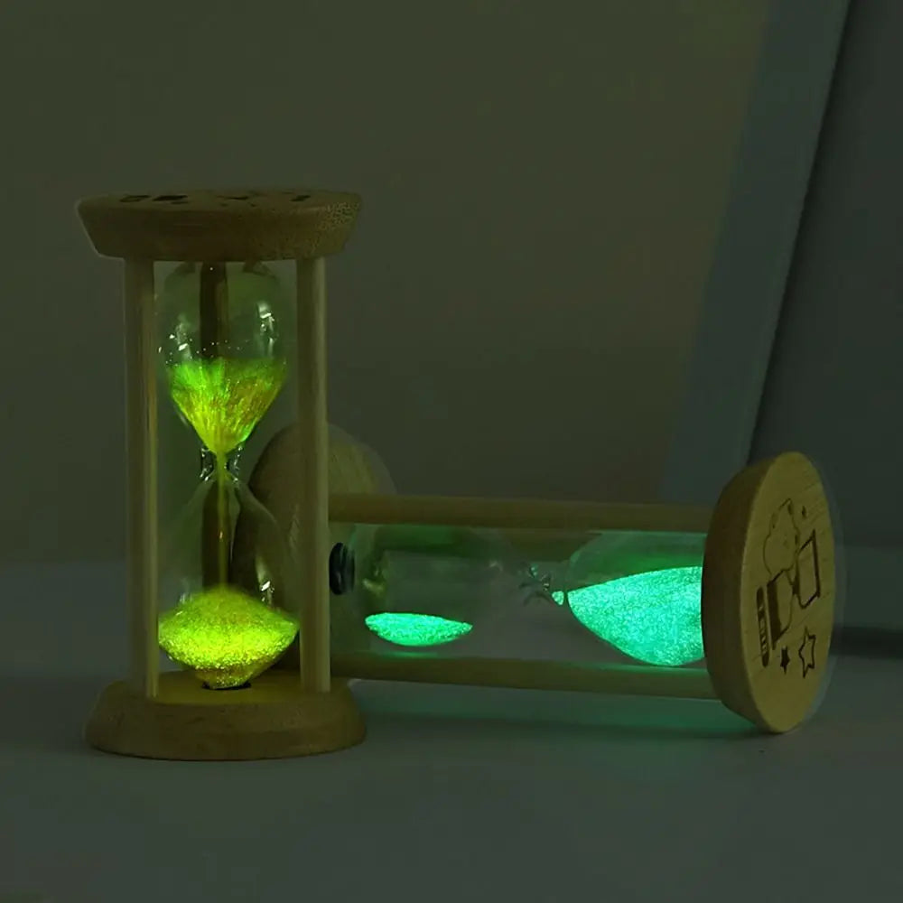 Bambus Leuchtende Sanduhr – Kreativer Fluoreszierender Glas Timer mit Naturrahmen Kaufschwan®