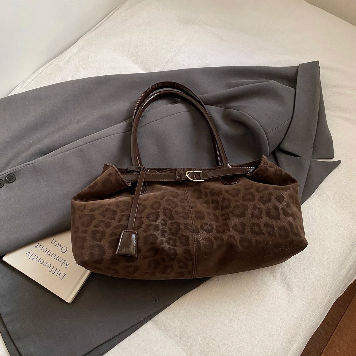 Leopard PU Leder Schultertasche für Damen – Luxus Designer Trend Tote | Handtasche mit Kurzem Griff & Damen Geldbörse Kaufschwan®