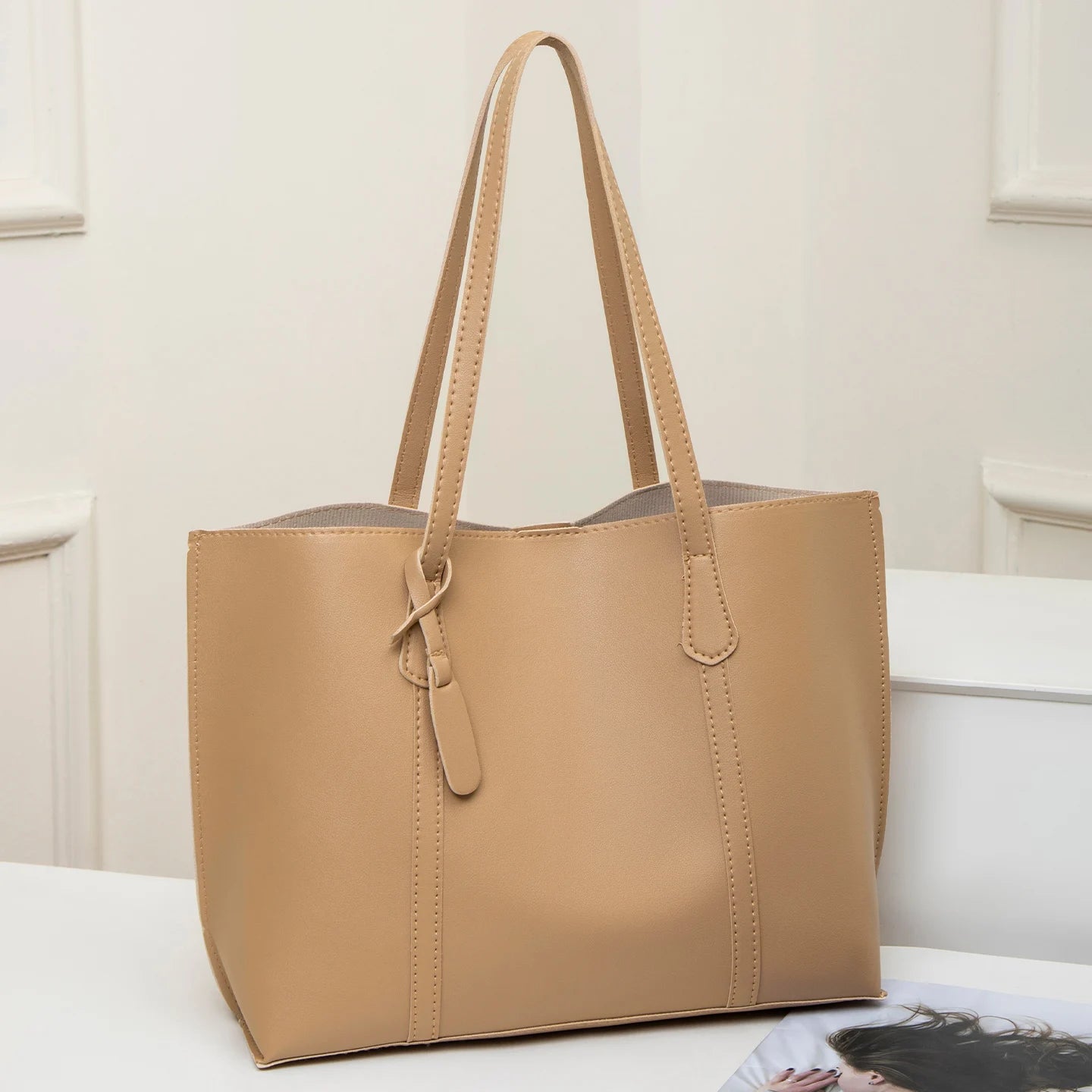 Exquisite Vielseitige Damen Tote Tasche – Schlichte Einfarbige Schulter- & Handtasche mit Großem Fassungsvermögen Kaufschwan® Beige