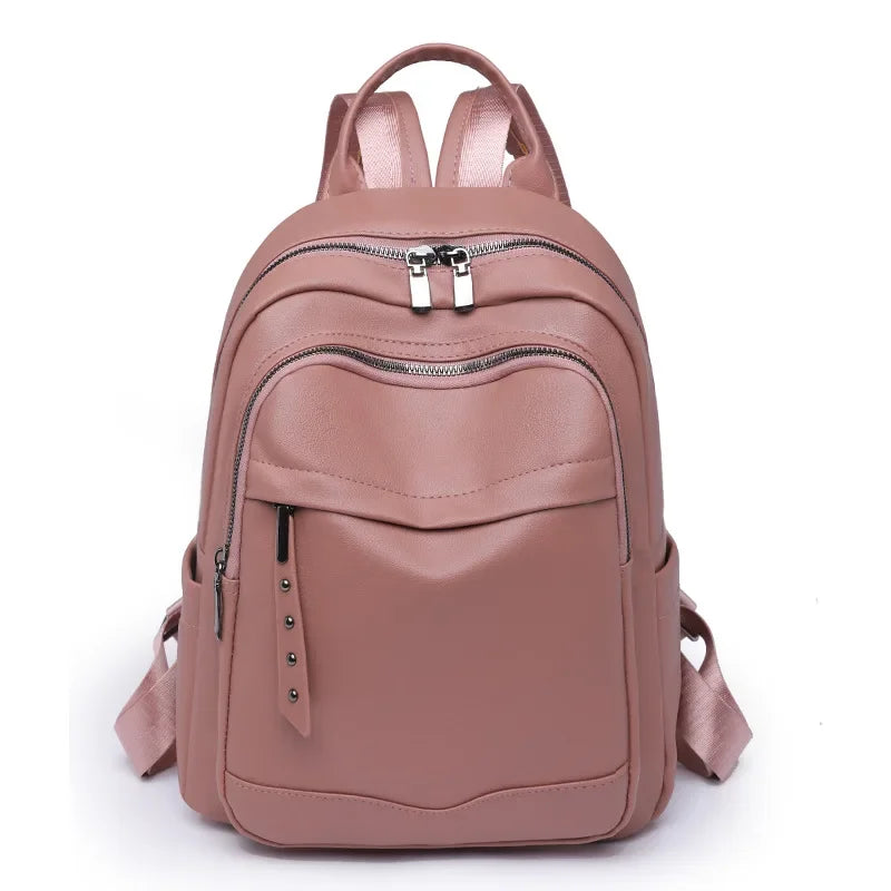 Damen Rucksack aus Weichem Leder | Casual Reise- & Outdoor-Tasche | Frühling & Sommer Modetrend | PU Einfarbig Freizeit Schultertasche Kaufschwan®