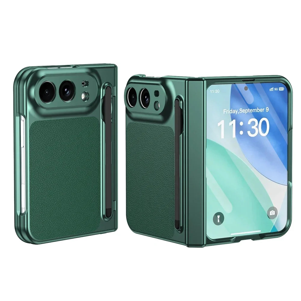 Hochwertige Luxuriöse Glänzende Schutzhülle für iPhone Duo – Rundumschutzhülle mit Stifthalter, Schutzfolie, Scharnier- und Stoßschutz Kaufschwan®