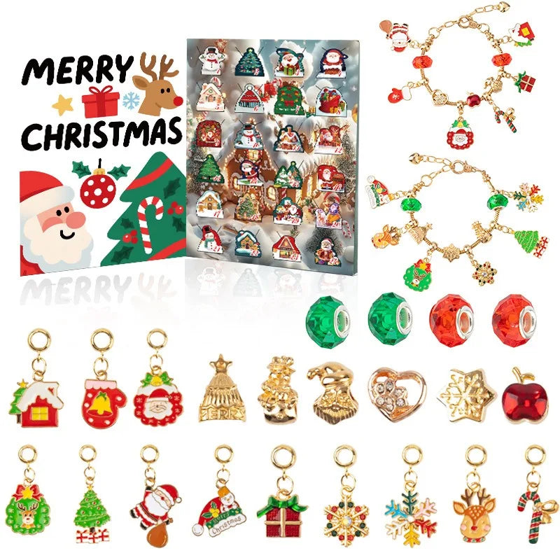 Schmuck-Adventskalender – 24-Tage-Weihnachtskalender mit Überraschungen & Bastelset für Selbstgemachte Armbänder