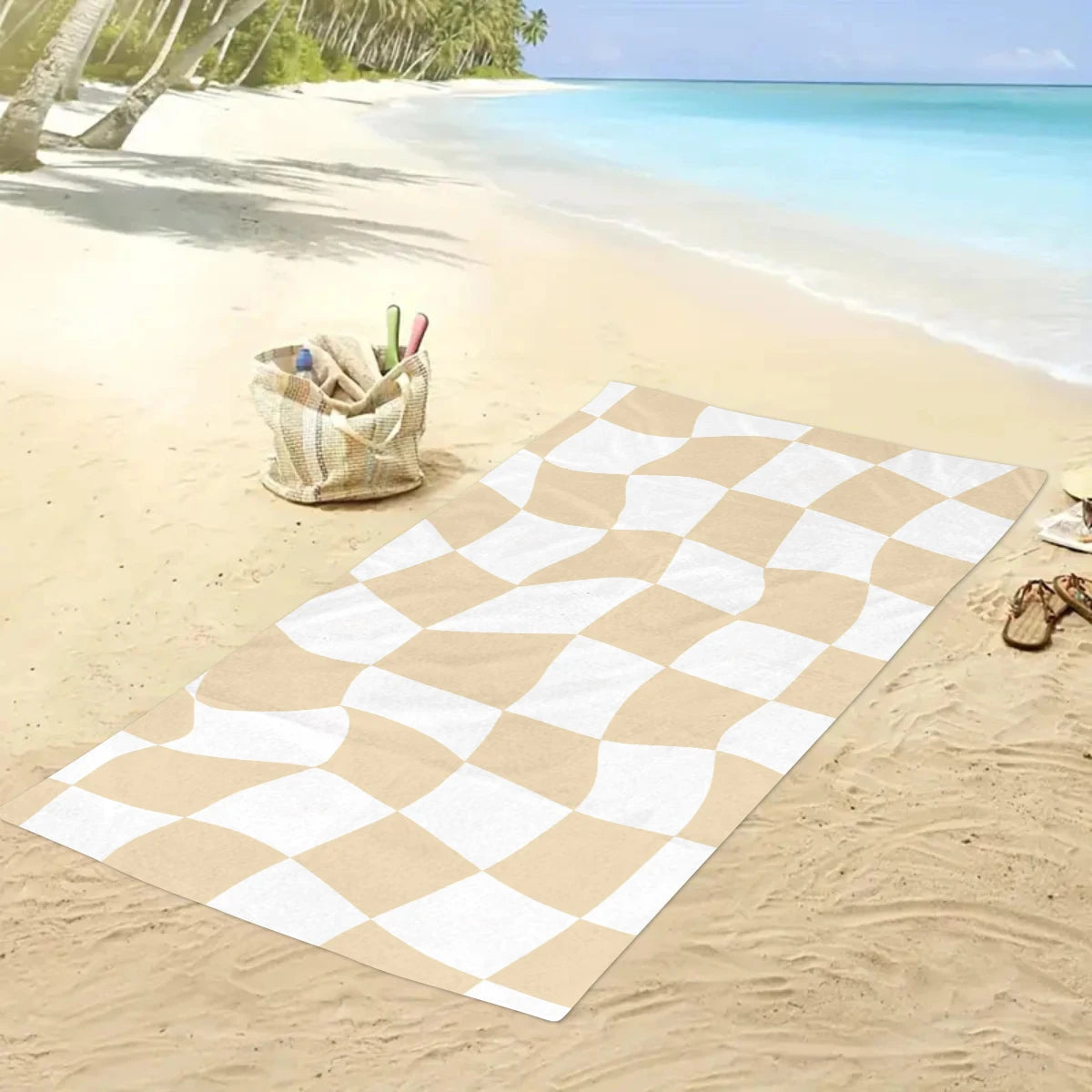 Modisches Kariertes Strandtuch – Schnell Trocknend & Saugfähig | Großes Mikrofaser Handtuch in Mehreren Farben für Strand & Reisen Kaufschwan®