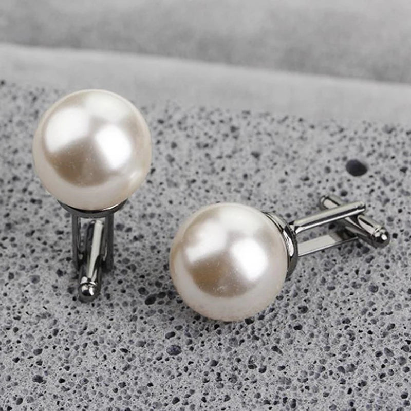 Runde Imitationsperlen Manschettenknöpfe – Elegante Perlen Manschetten für Damen & Herren | Hochzeit, Business & Anlass Accessoires Geschenk Kaufschwan®