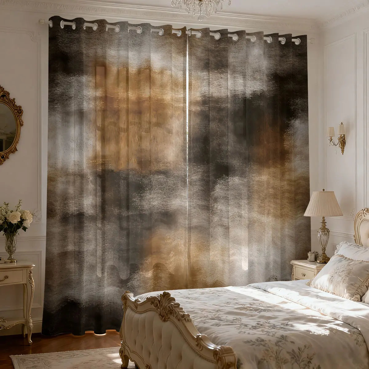 Graffiti Farbblock Print Vorhang 90g Isoliert Modernes Design für Wohnzimmer Schlafzimmer 2 Stück/Set Kaufschwan®