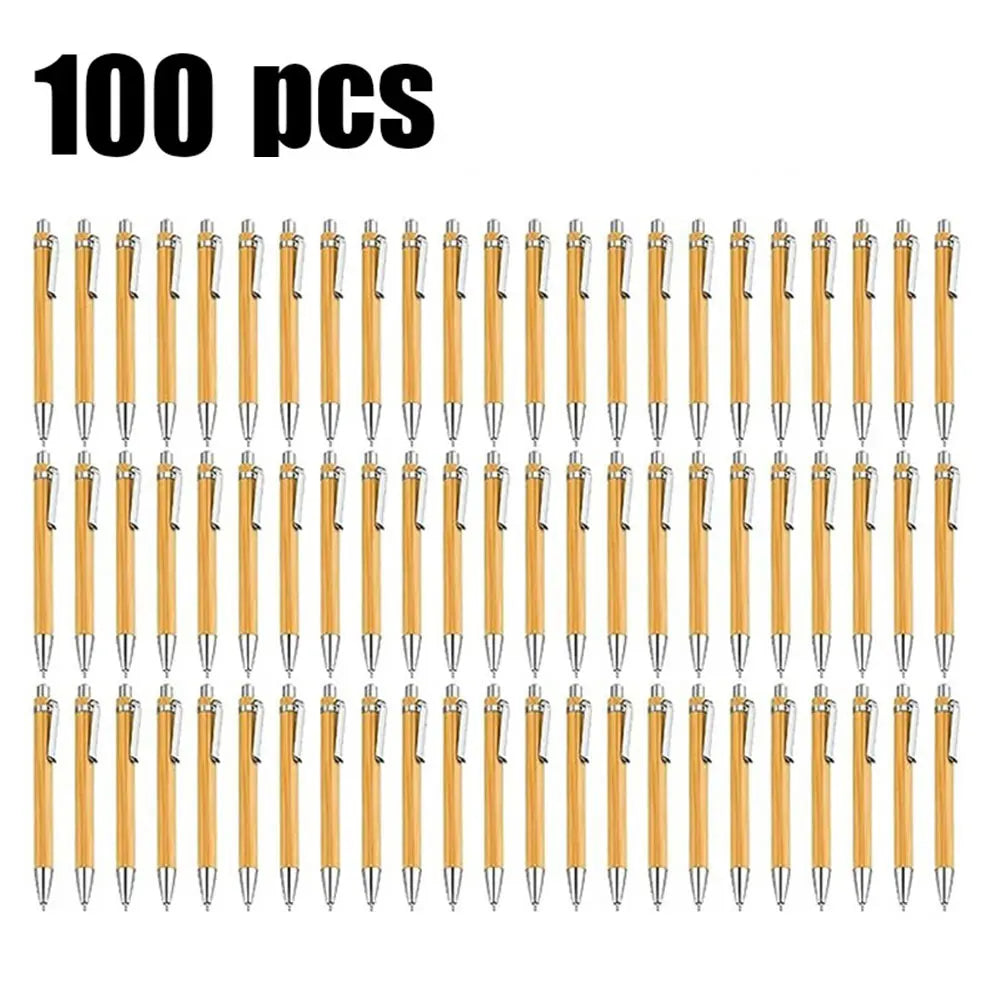 20–200 Stück Bambus-Kugelschreiber mit Gravur – Personalisierter Logo-Stift | Umweltfreundliches Geschenk für Hochzeit, Taufe & Baby-Party Kaufschwan® 100 Stück Ohne Gravur