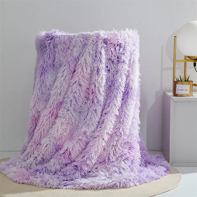 Vier-Jahreszeiten Universelle Nerz-Fleece-Decke – Flauschige Tie-Dye Einfarbige Decke für Wärme und Komfort Kaufschwan® Lavendel 200x230cm