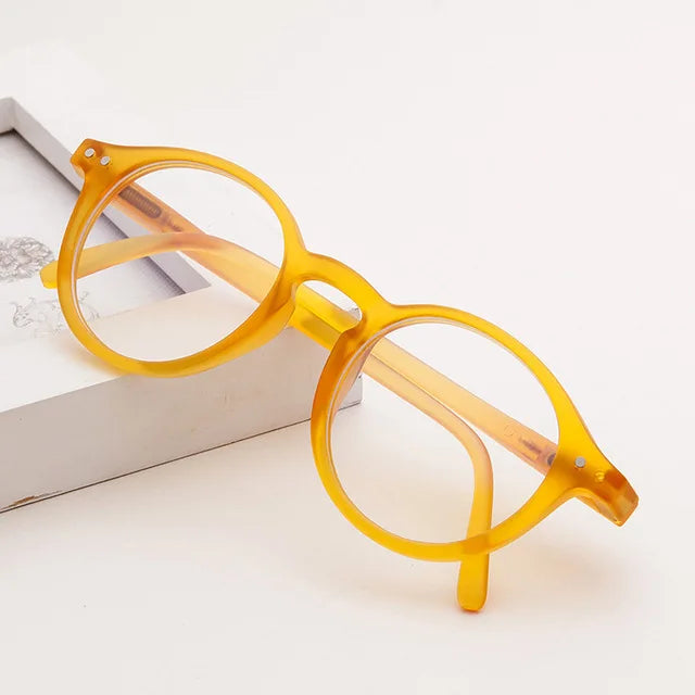 Kinder Anti-Blau-Licht Brille – Vintage Runde Fassung | Schutzbrille für Jungen & Mädchen mit Klarem Glas Kaufschwan® Gelb