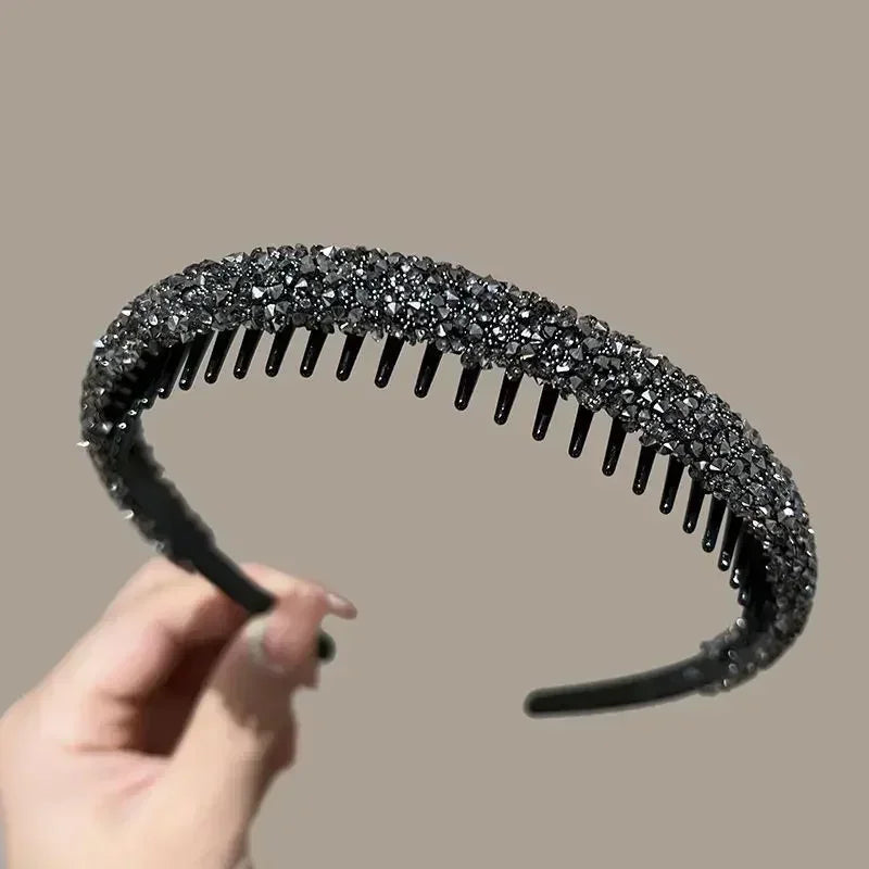 Eleganter Strass-Haarreif mit Antirutsch-Design – Kristall-Haarreif für Damen | Modisches Haaraccessoire Kaufschwan® Grau