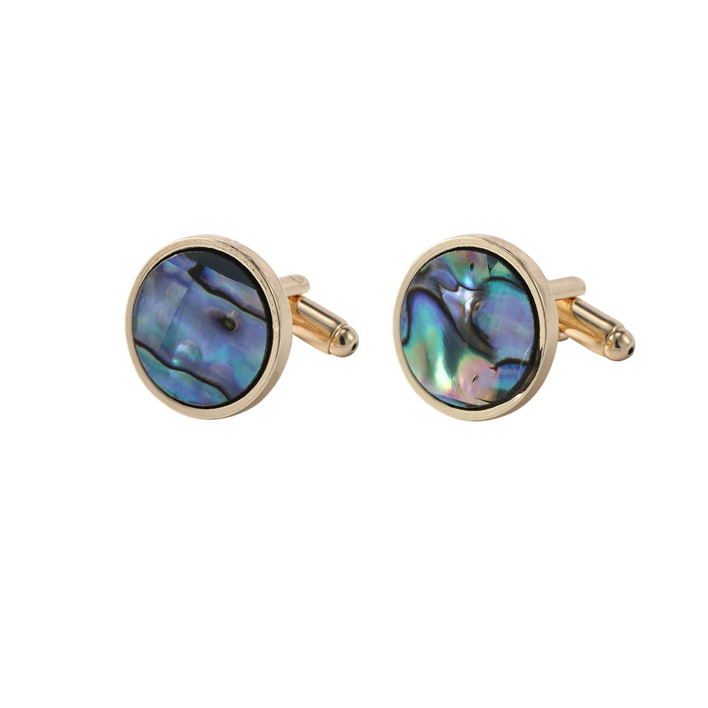 Elegante Abalone Muschel Manschettenknöpfe – Herz, Oval & Quadrat Designs | Hochwertige Herren Ärmelknöpfe für Business & Hochzeit Kaufschwan® Blau