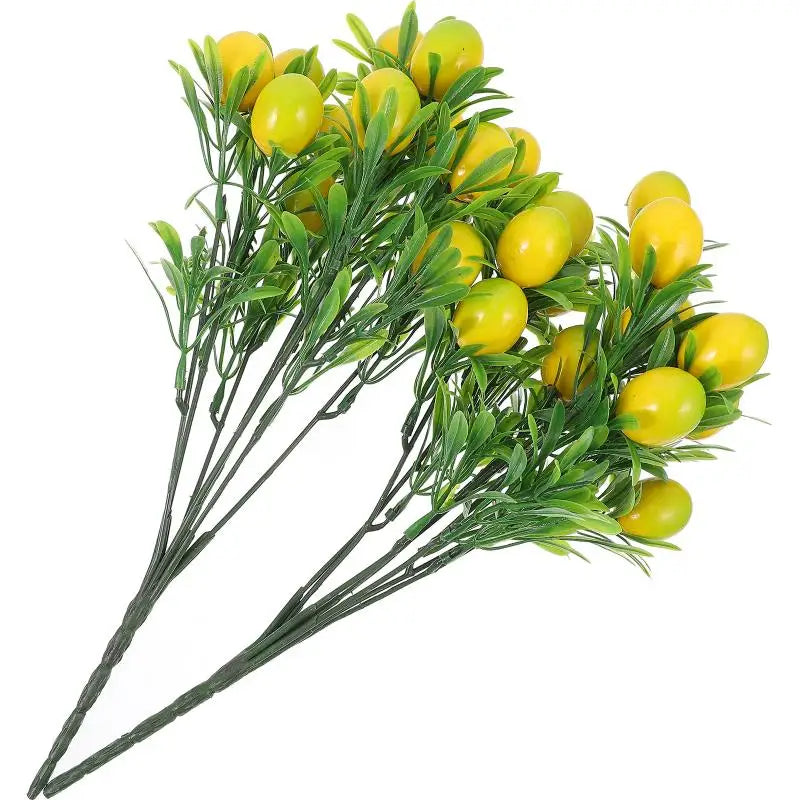 2 Stück Künstliche Zitronenzweige – Plastik Zitronen-Fruchtzweige für Vase, Hochzeit & DIY Dekoration Kaufschwan®
