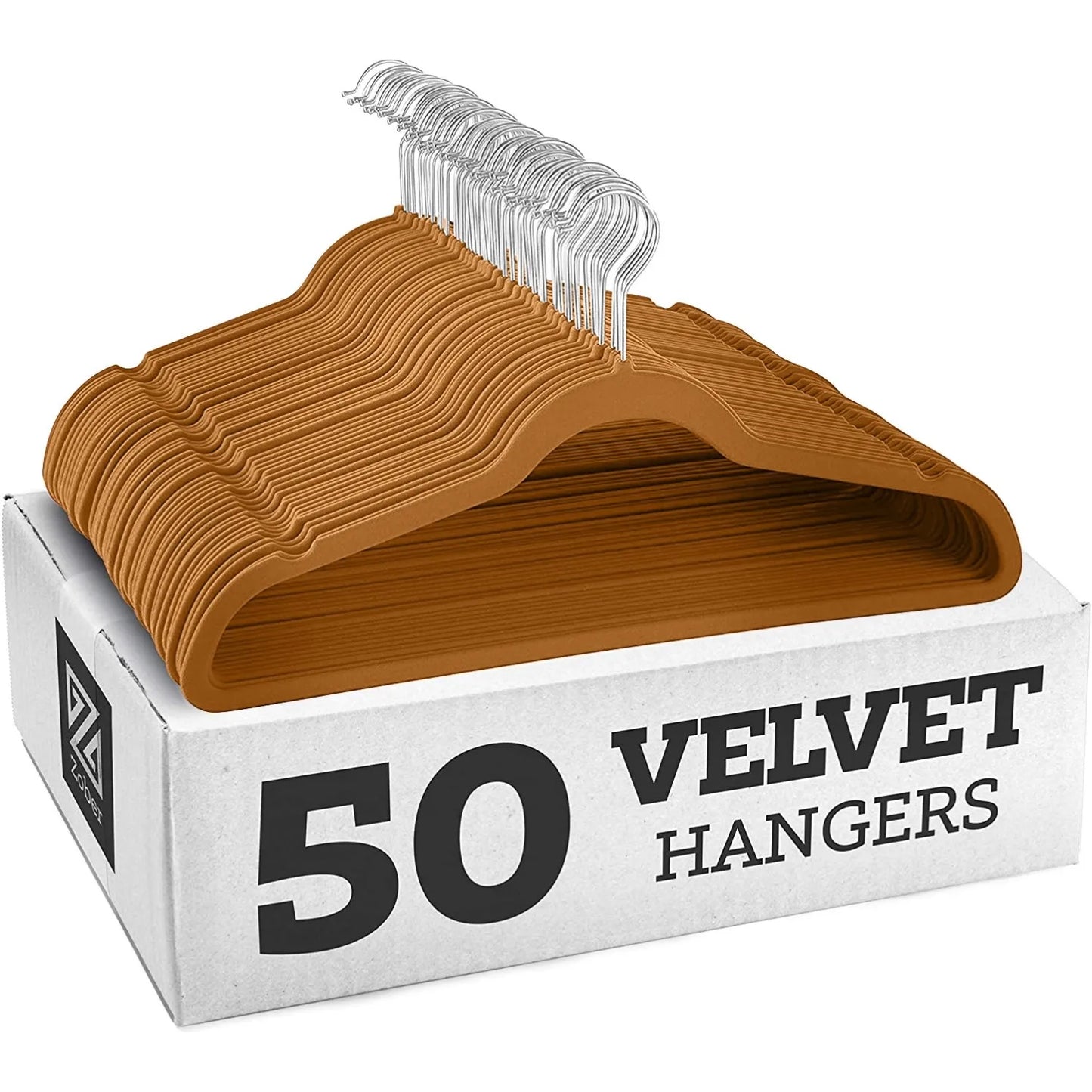 50er Set Kleiderbügel - Anti Rutsch Samt Kleiderbügel – Japanischer Stil für Kleider und Mäntel Kaufschwan® Mokkabraun/Silber