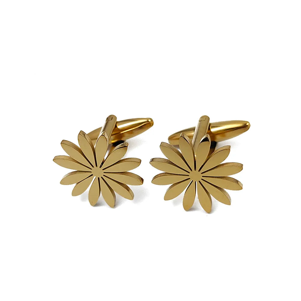 Edelstahl Manschettenknöpfe – Elegantes Gänseblümchen Design | Modische Reversnadeln & Geschenk für Freunde Kaufschwan®