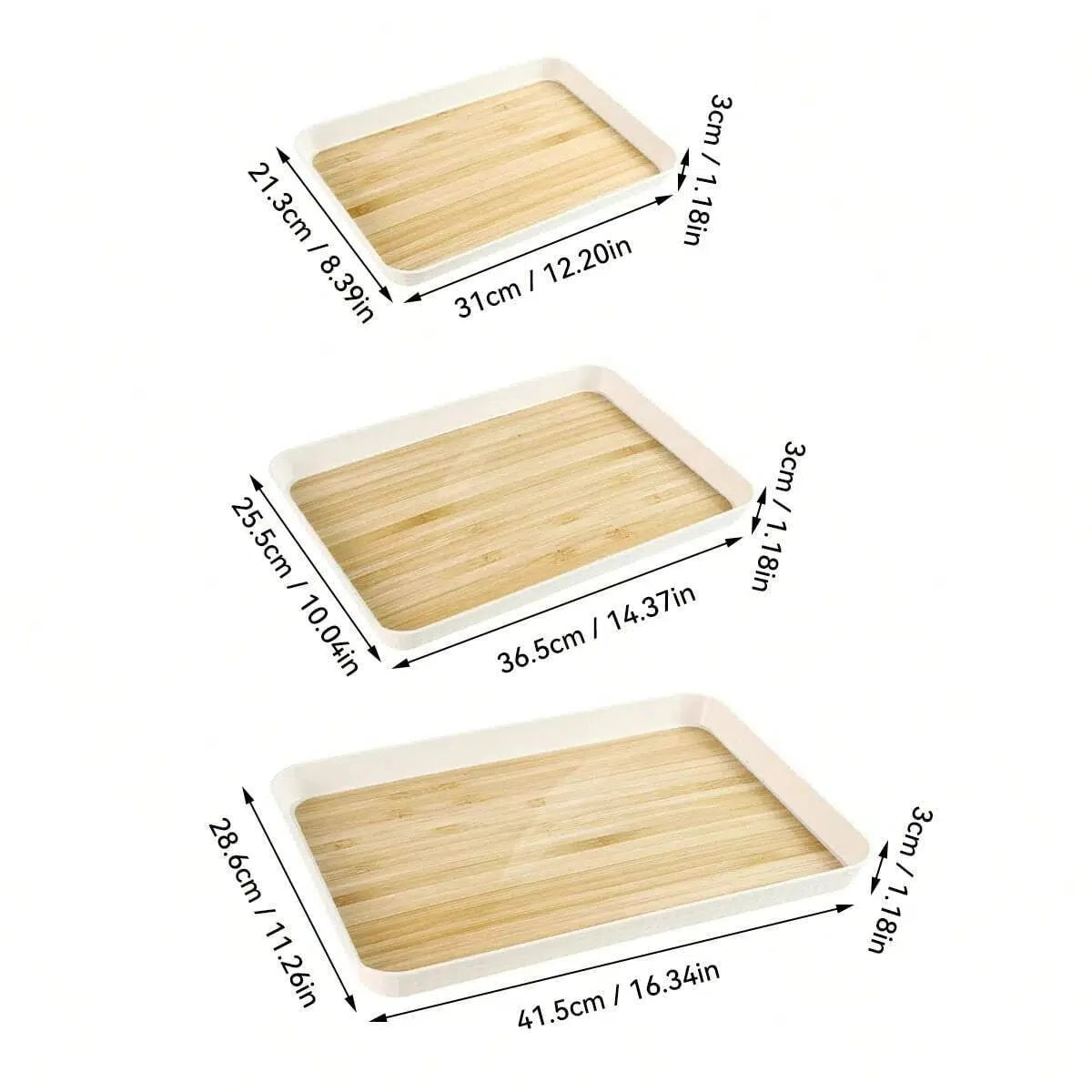 Großes Rechteckiges Kunststoff-Tablett – Wiederverwendbares Servier- & Aufbewahrungs-Tablett für Tee, Desserts, Obst & Küche Kaufschwan® 3er Set