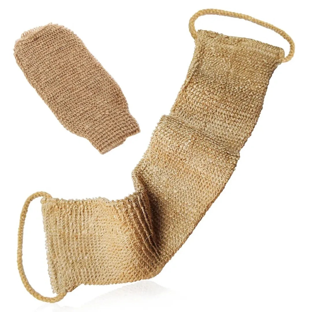Hanf Rückenpeeling Tuch – Natürlicher Jute Peeling Rücken Gurt mit Handschuhen Körperreinigungs Set Kaufschwan®