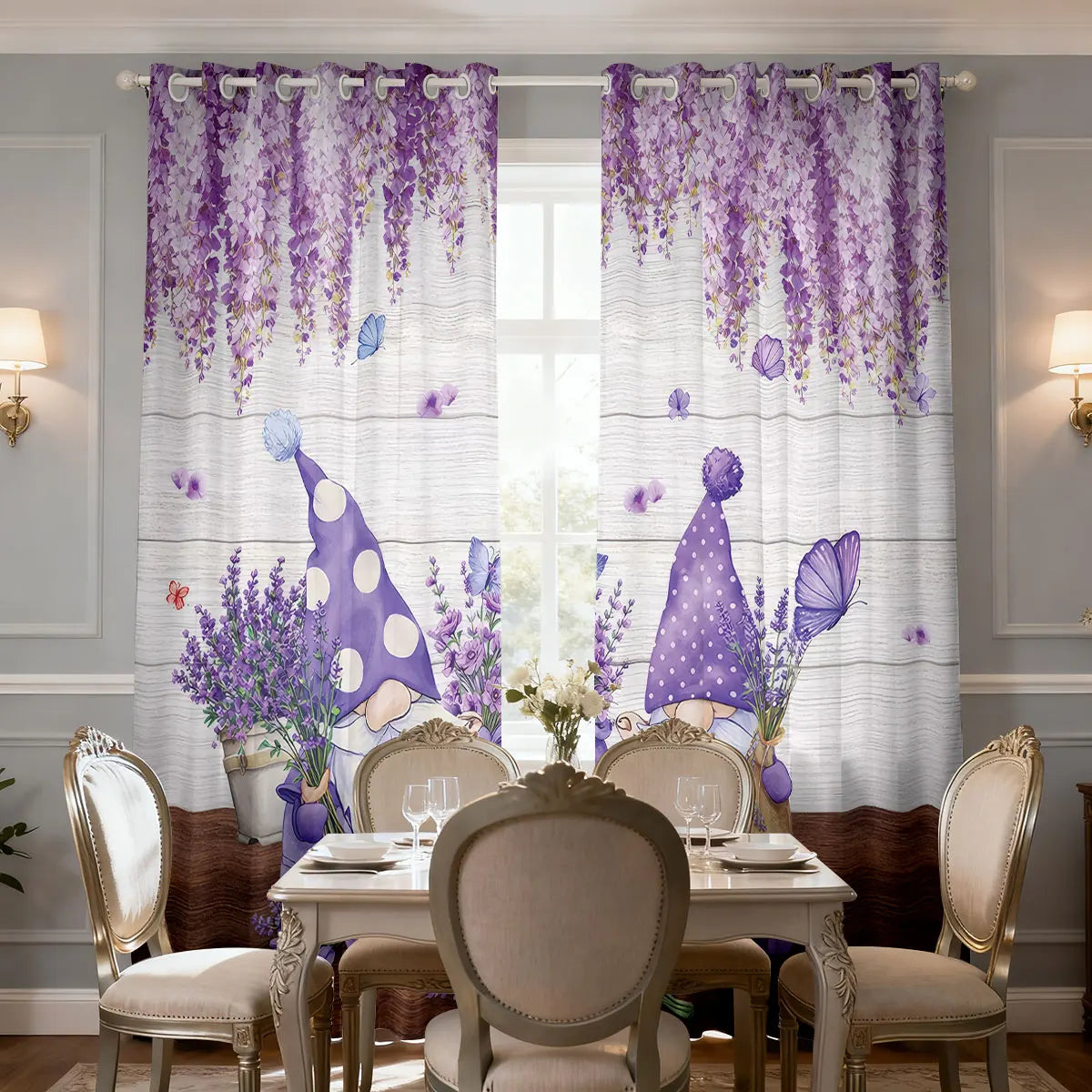 Lavendel Blumen Print Vorhang Isoliert für Wohnzimmer Schlafzimmer Dekoration 2 Stück/Set Kaufschwan®