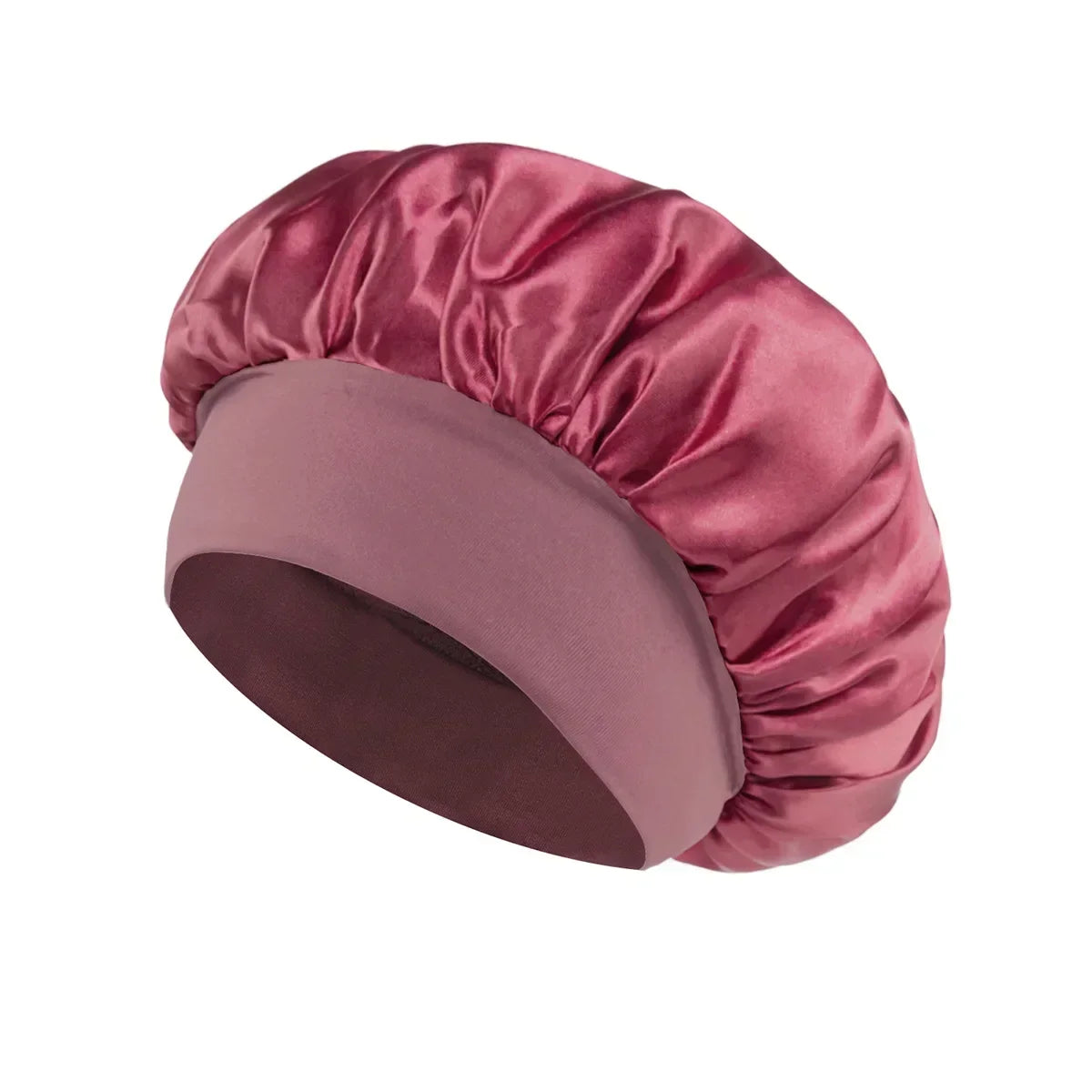 Satin-Schlafhaube für Damen – Große Elastische Haarhaube mit Breitem Weichem Band für Lockiges Haar und Nachtpflege