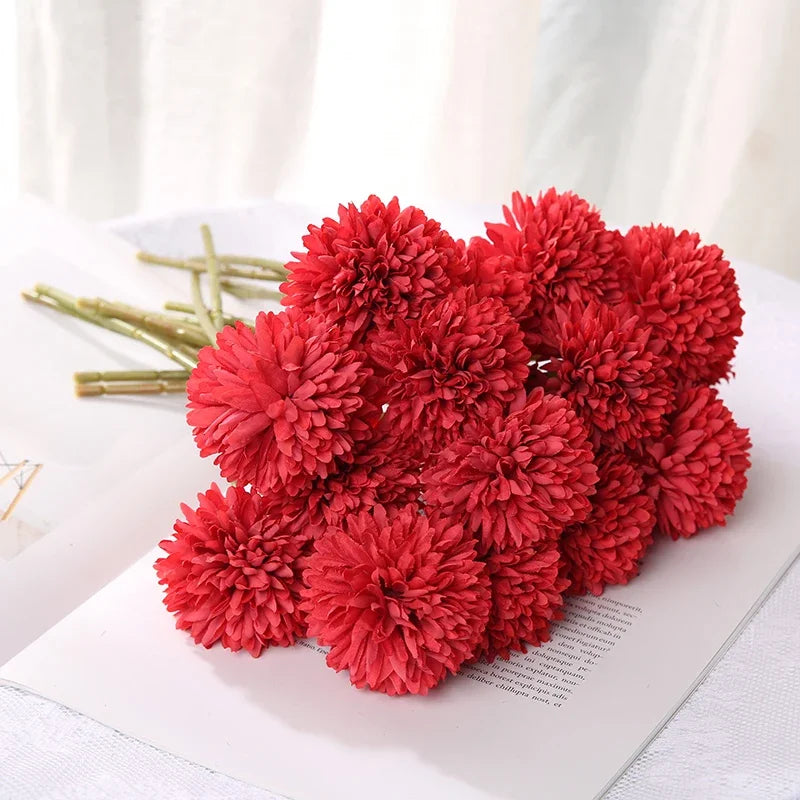 5 Stück Künstliche Hortensien – Realistischer Blumenstrauß für Zuhause, Schlafzimmer & Hochzeitsdekoration Kaufschwan® Rot 5 Stück