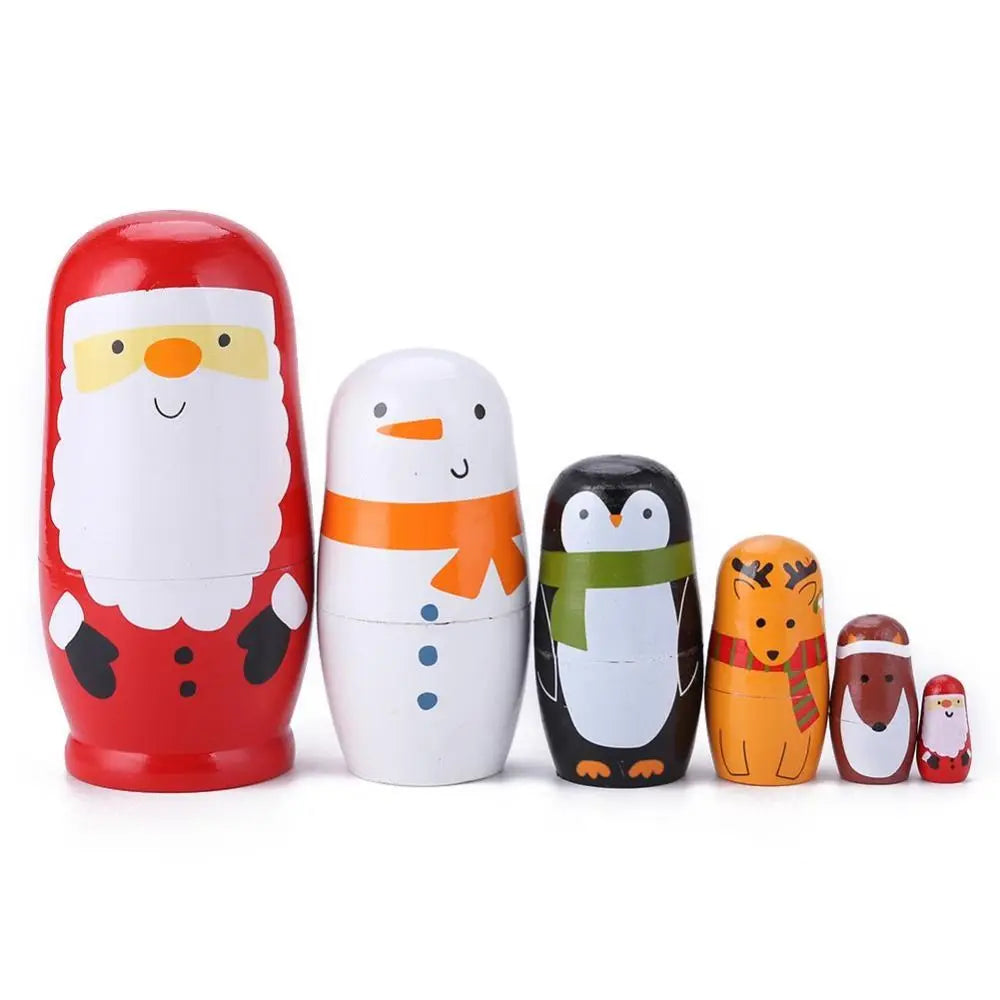 Holz-Matrjoschka – Russische Nestpuppen Set | Dekoration & Spielzeug Geschenk für Kinder Kaufschwan® Weihnachtsfiguren